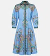 Etro Paisley-jacquard Knee-length Shirt Dress In Blue
