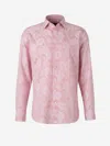 Etro , Striped Jacquard Shirt, Man, Pink, Size 43 In Red