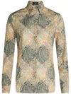 Shop Etro Printed Cotton Shirt In Yellow