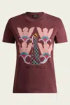 Etro Printed Cotton T-shirt In Burgundy In Pink