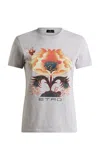 Etro Printed Cotton T-shirt In Neutral