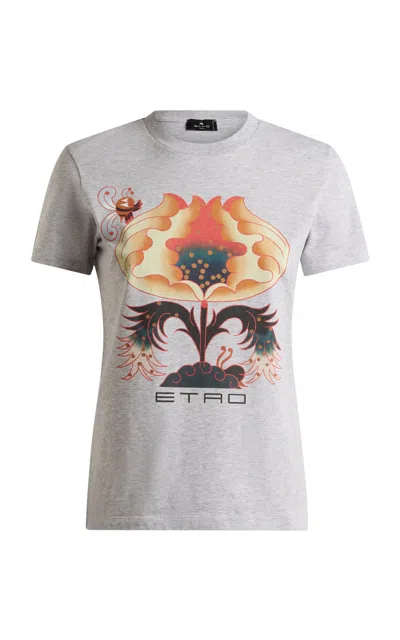 Etro Printed Cotton T-shirt In Neutral