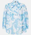 Etro Loose-fit Cotton Shirt With V-neck And Floral Pattern In Print On White Base