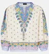 Etro Printed Cotton Blouse With Balloon Sleeves Women In White