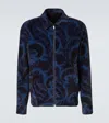 Etro Velvet Bomber Jacket With Print In Blue