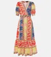 Etro Wallpaper Puff-sleeve Flounce-hem Midi Dress In Multicoloured