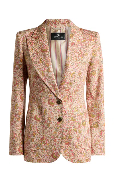 Etro Printed Cotton-blend Blazer In Pink