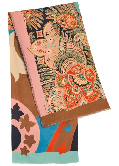 Etro Printed Cotton-blend Scarf In Multi