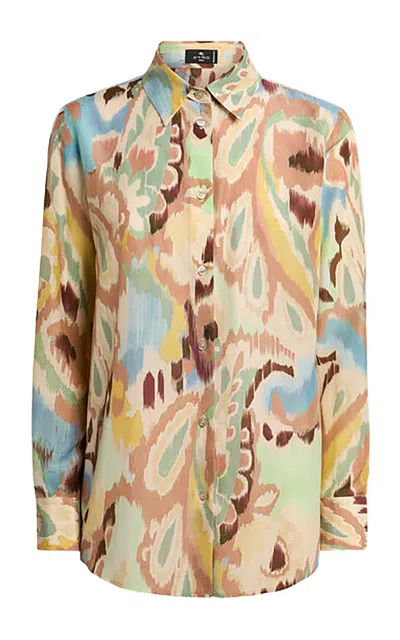 Etro Printed Cotton-blend Shirt In Multi