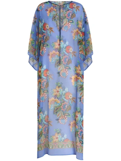 Etro Printed Cover-up Tunic In Blue