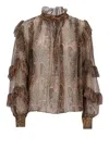 Etro Printed Crepe Blouse In Brown