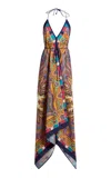 Etro Printed Crepe De Chine Midi Dress In Multi