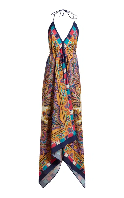 Etro Printed Crepe De Chine Midi Dress In Multi