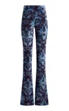 Etro Printed Crepe Flared Pants In Blue