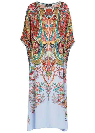 Etro Printed Crepe Midi Beach Dress In Multi