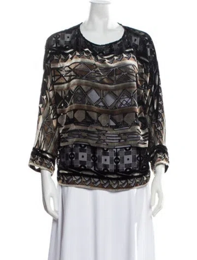 Pre-owned Etro Printed Crew Neck Blouse In Black