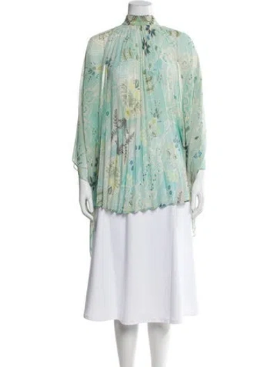 Pre-owned Etro Printed Crew Neck Blouse W/ Tags In Green