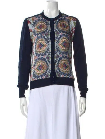 Pre-owned Etro Printed Crew Neck Sweater In Blue