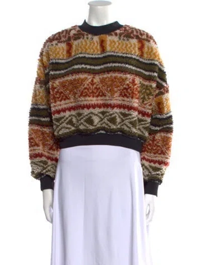 Pre-owned Etro Printed Crew Neck Sweater In Green