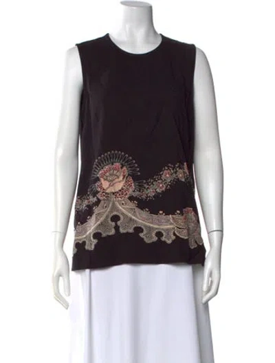 Pre-owned Etro Printed Crew Neck Top In Black