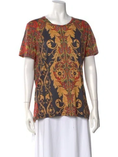 Pre-owned Etro Printed Crew Neck Top In Black