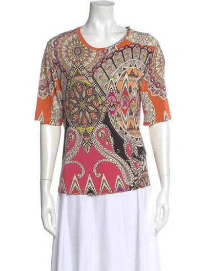 Pre-owned Etro Printed Crew Neck Top In Blue