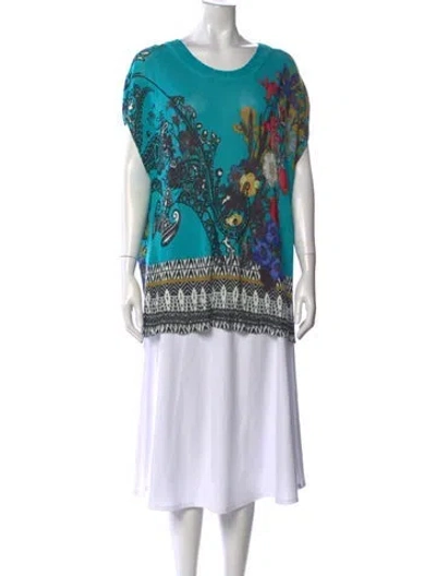 Pre-owned Etro Printed Crew Neck Top In Green