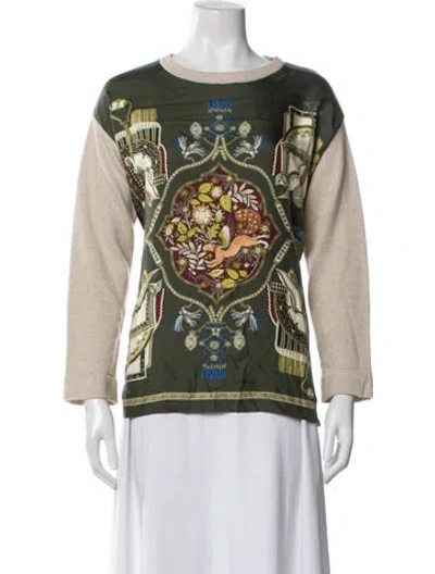 Pre-owned Etro Printed Crew Neck Top In Multi