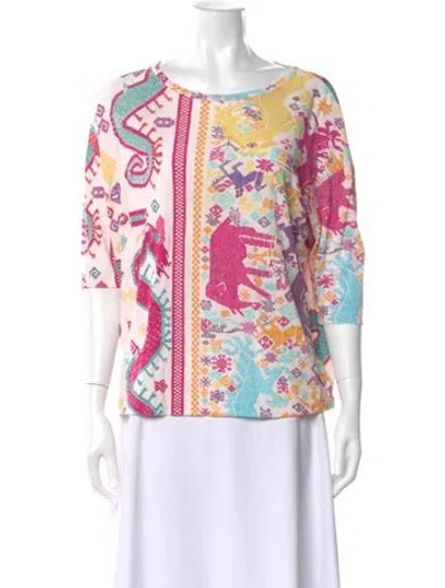 Pre-owned Etro Printed Crew Neck Top In Pink