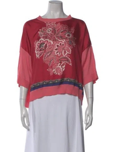 Pre-owned Etro Printed Crew Neck Top In Pink