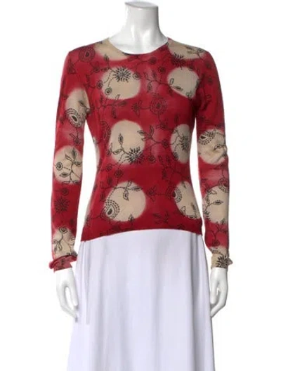 Pre-owned Etro Printed Crew Neck Top In Red