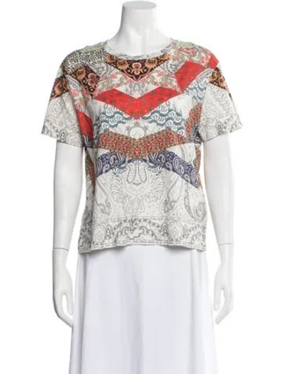 Pre-owned Etro Printed Crew Neck Top In White