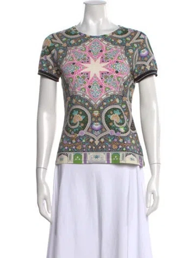 Pre-owned Etro Printed Crew Neck T-shirt In Multi