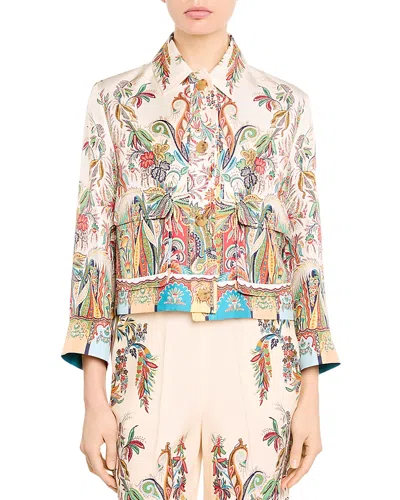 Etro Printed Cropped Jacket In Pink