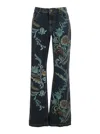 Etro Women Printed Denim In Blue