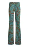 Etro Printed Denim Flared Jeans In Multi