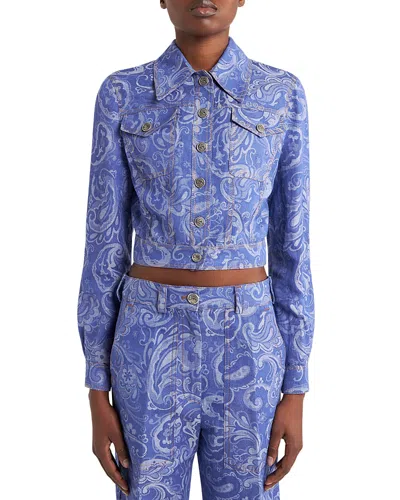 Etro Printed Denim Jacket In Multi