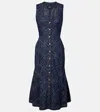 Etro Printed Denim Midi Dress In Blue