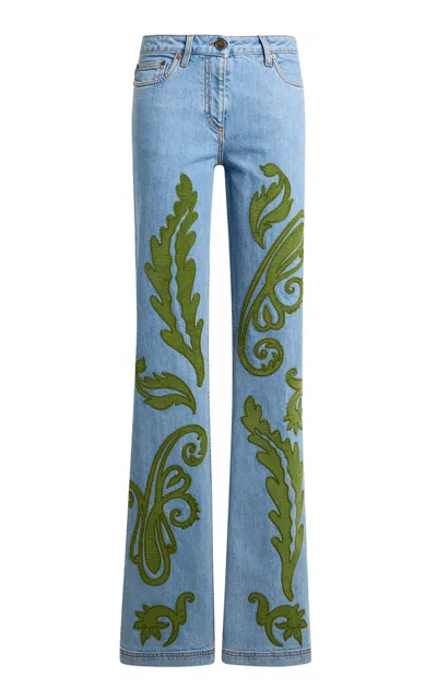 Etro Printed Denim Straight-leg Jeans In Brown