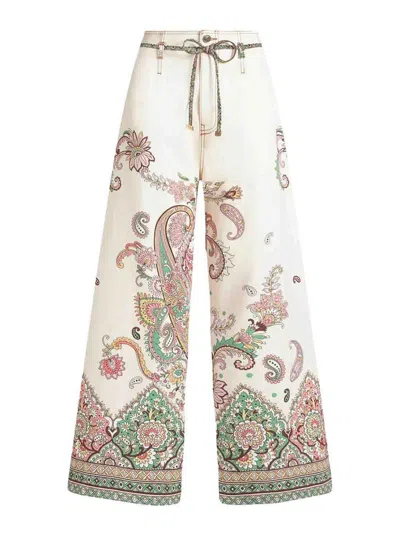 Etro Paisley Print Wide-leg Pants In Multicolour