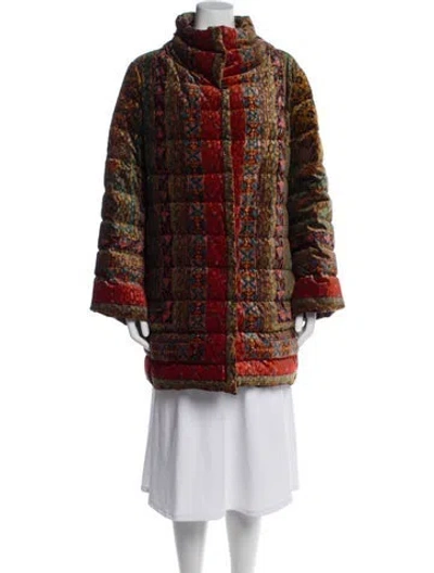 Pre-owned Etro Printed Down Coat In Orange