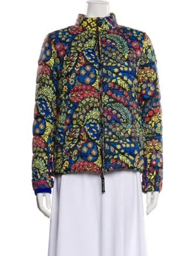 Pre-owned Etro Printed Down Jacket In Blue