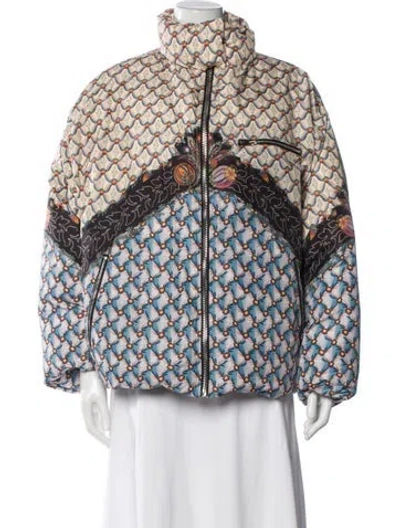 Pre-owned Etro Printed Down Jacket In White