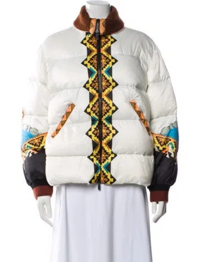 Pre-owned Etro Printed Down Jacket In White