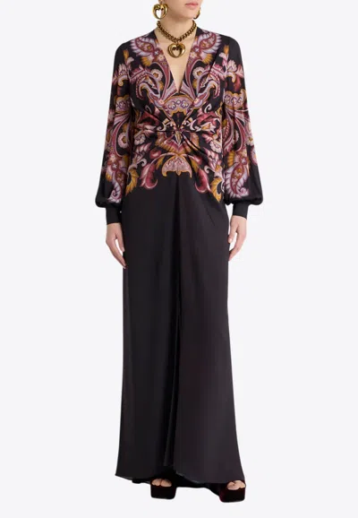 Etro Printed Draped Maxi Dress