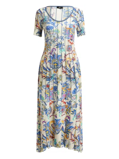 Etro Floral Knit Midi Dress In Multi