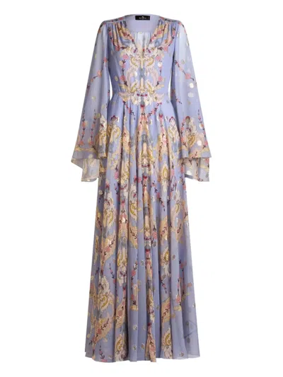 Etro Printed Dress In Purple