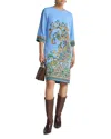 Etro Stretch Viscose Dress With Iconic Print In Blue Print