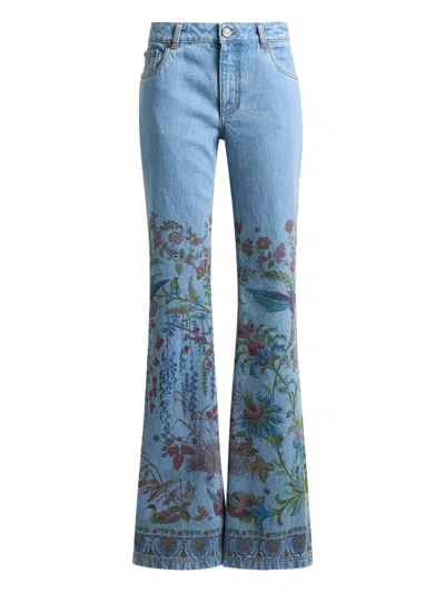Etro Printed Flare Jeans In Blue