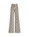 Etro Printed Cotton Denim Flared Jeans In Pink